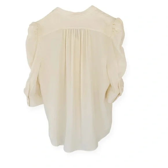 Frame • Shirred Sleeve Silk Button Down Top - Picture 4 of 13